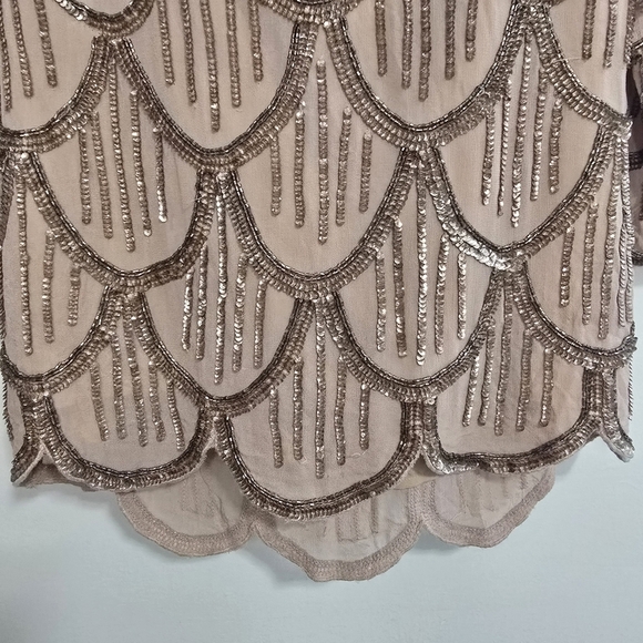 NBD Tristan Mini Dress in Gold & Nude Beader sequined embellished evening night - Picture 11 of 16